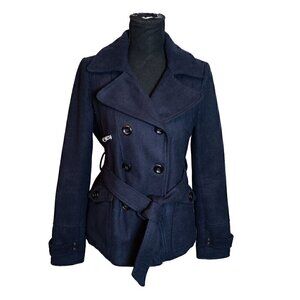 Marilyn & Me Double Breasted Pea Coat Navy Size Small